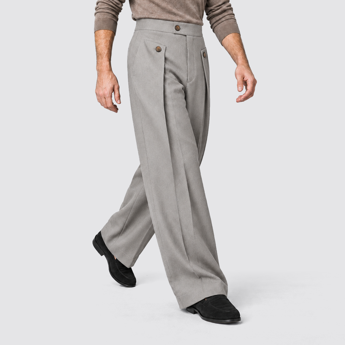 Men's Wide-Leg Pleated Trousers with front pleats – Relaxed Tailored Fit