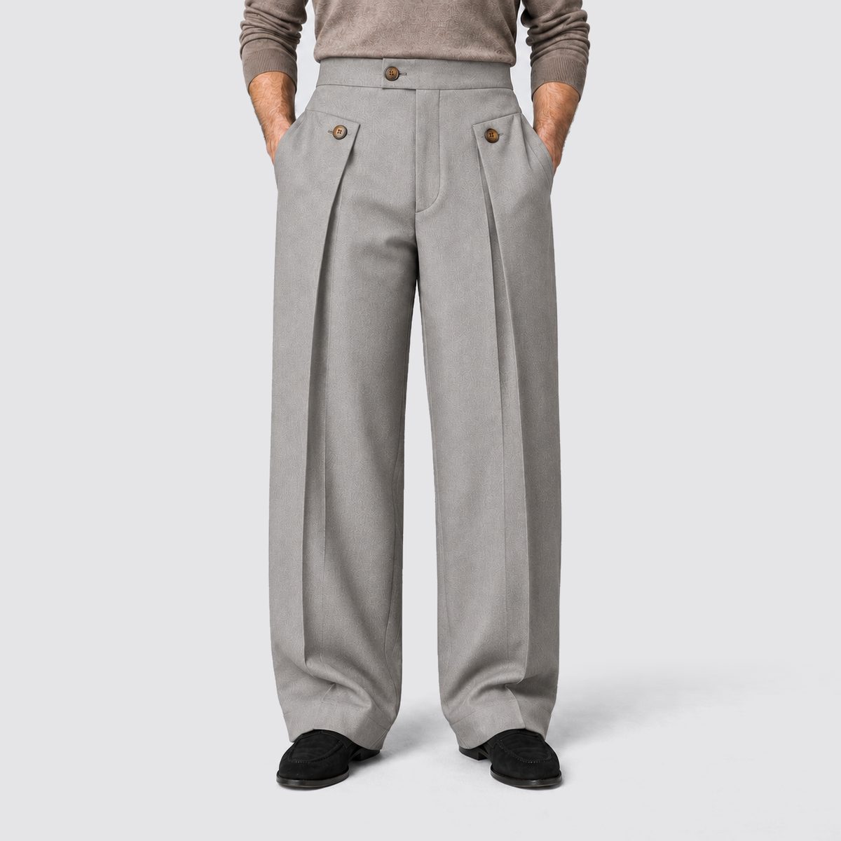 Men's Wide-Leg Pleated Trousers with front pleats – Relaxed Tailored Fit