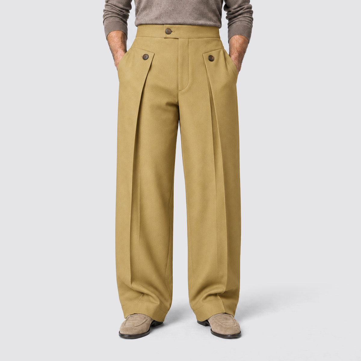 Men's Wide-Leg Pleated Trousers with front pleats – Relaxed Tailored Fit