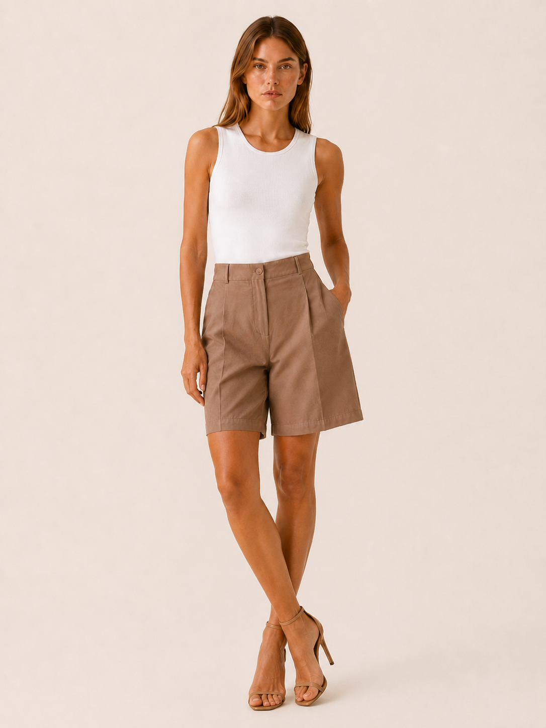 Bermuda Shorts High Waist Pleated