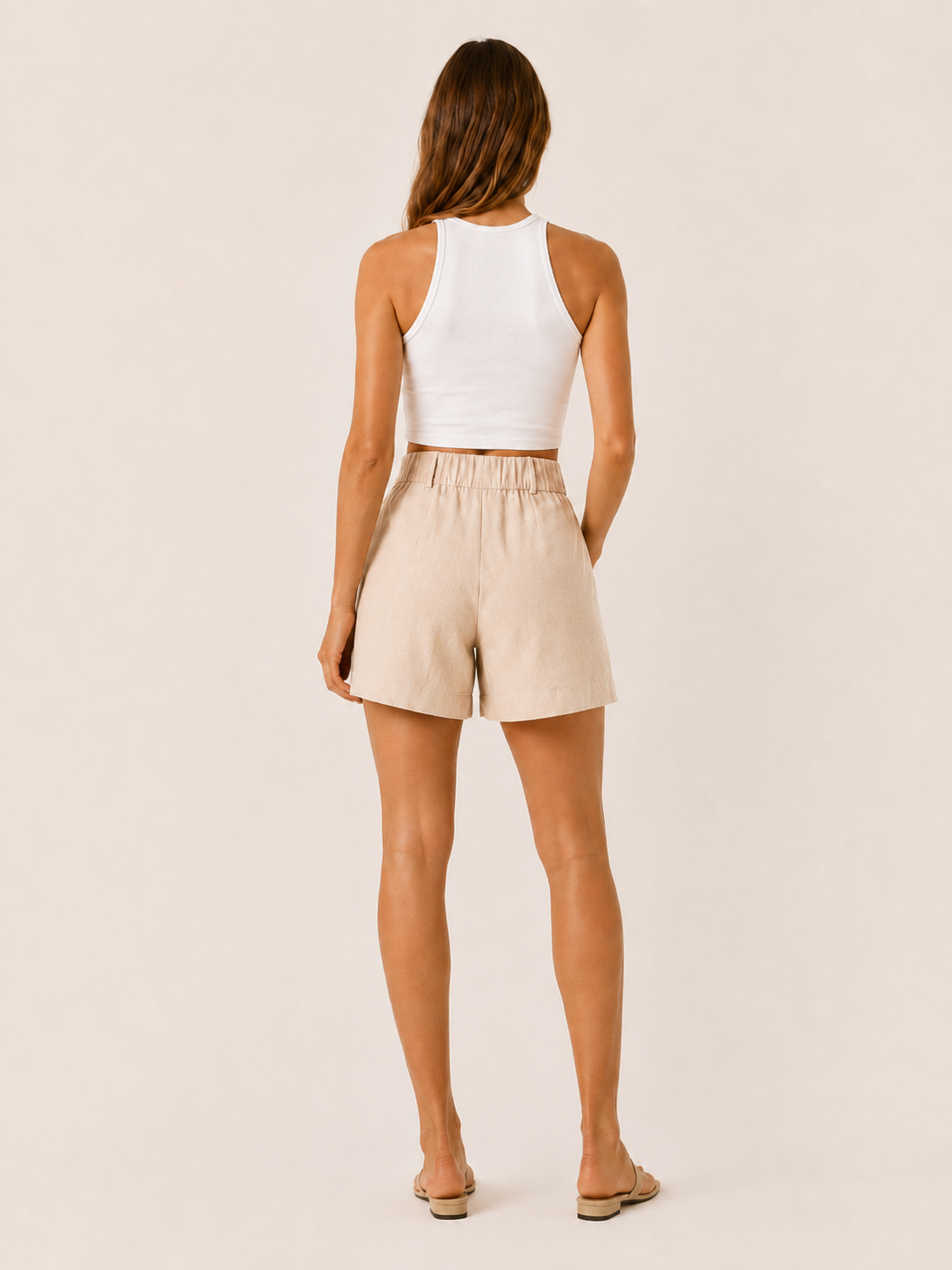 High-Waisted Shorts with Pleated Detail Tailored Fit