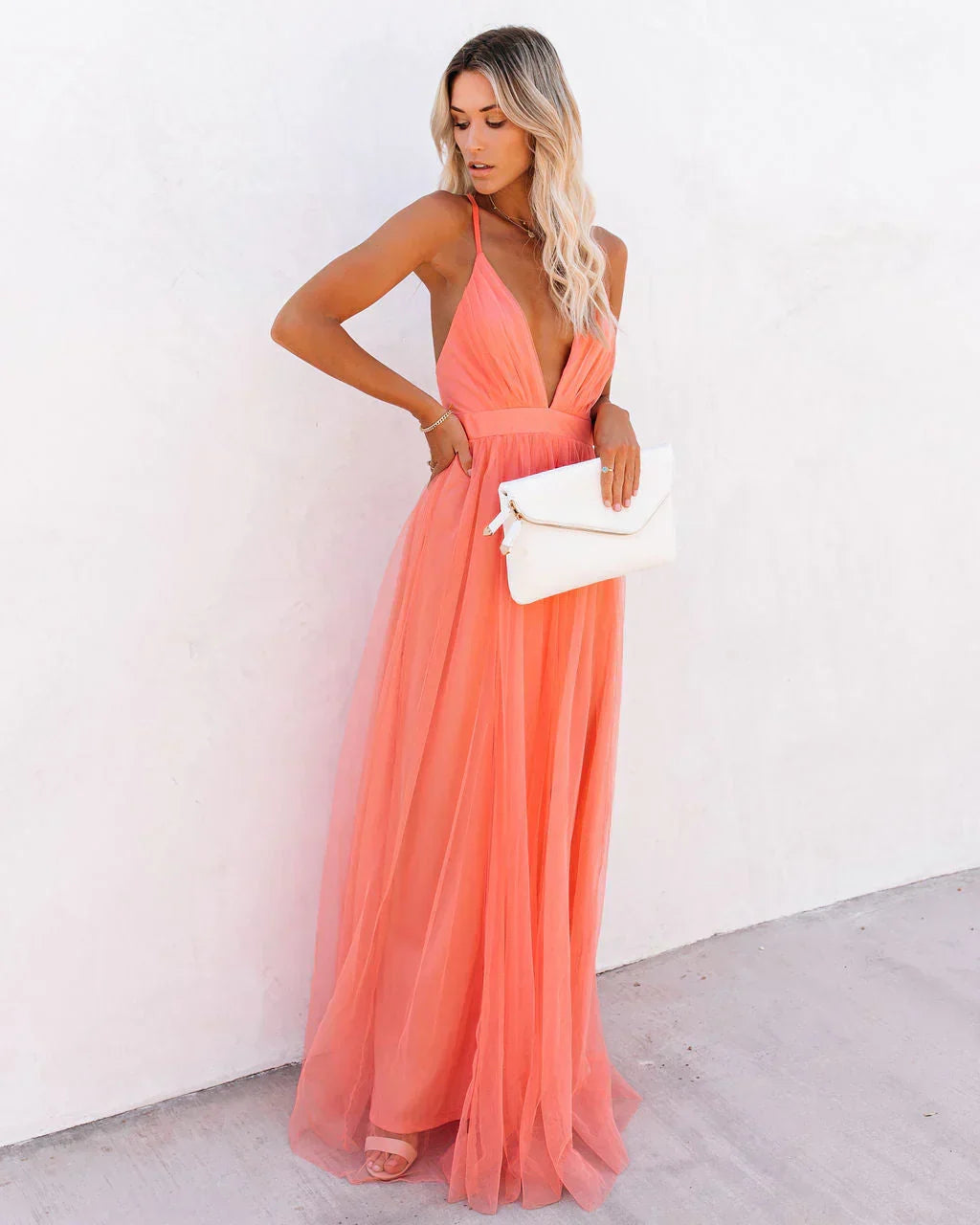 Matrona | Elegant Orange Strappy Dress for Women