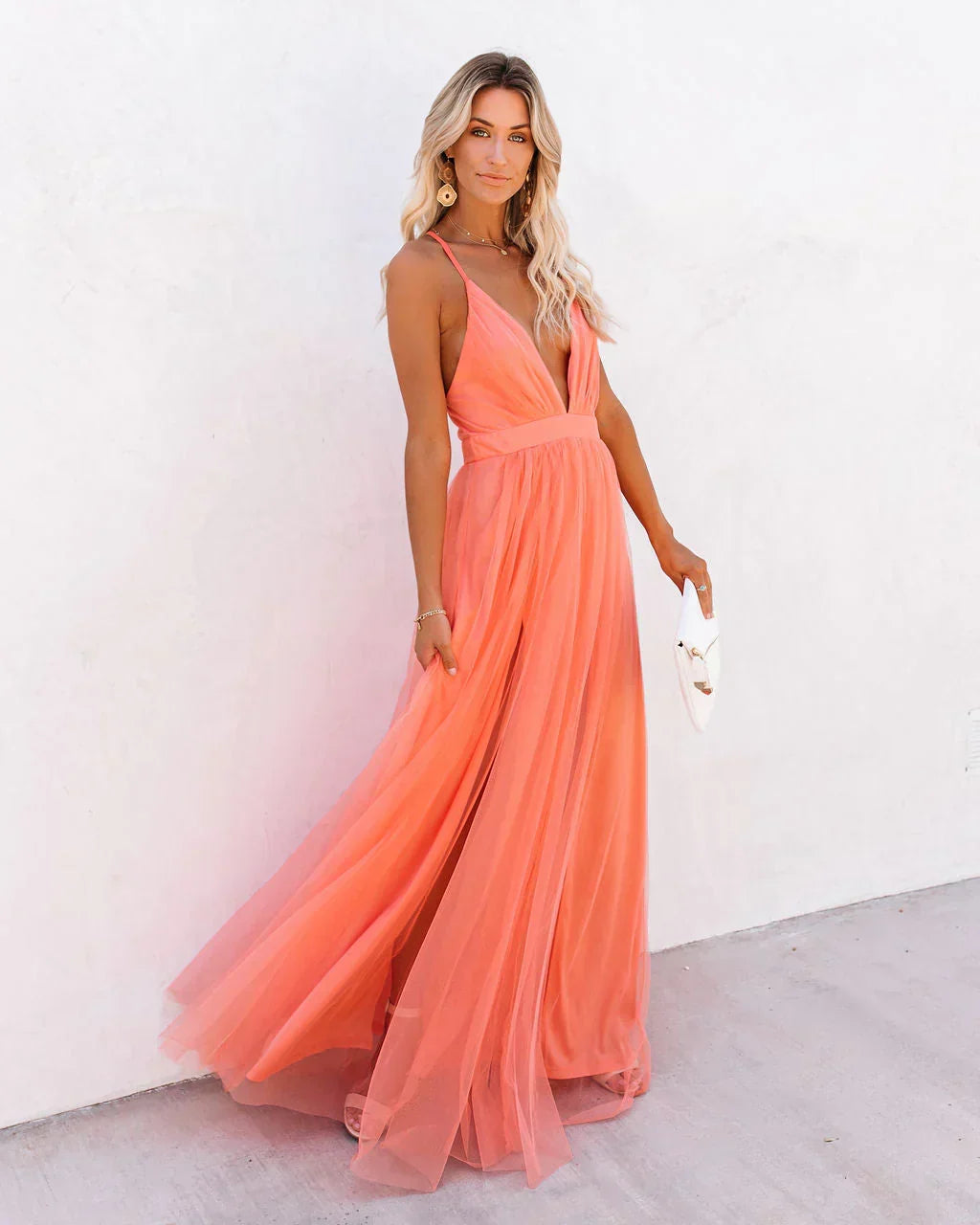Matrona | Elegant Orange Strappy Dress for Women
