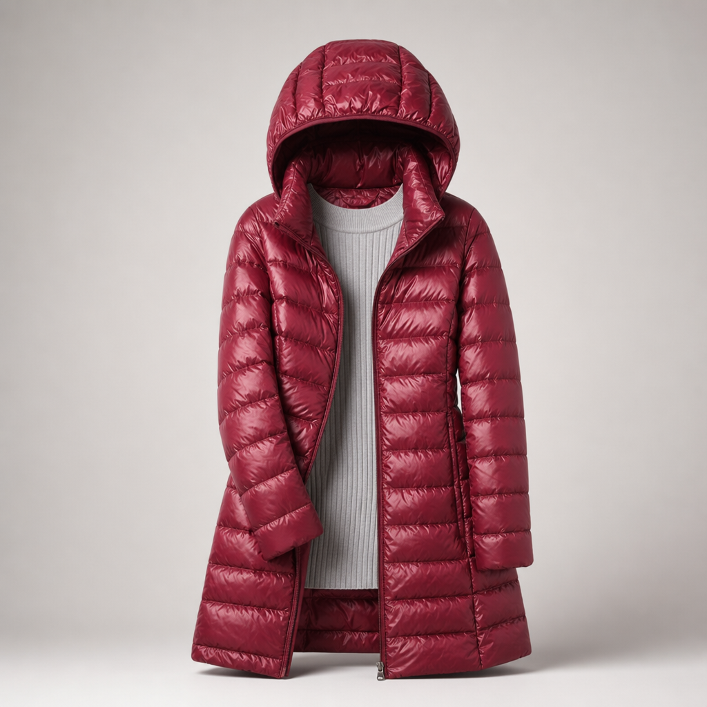 Women's Lightweight Longline Puffer Jacket – Hooded Autumn Coat