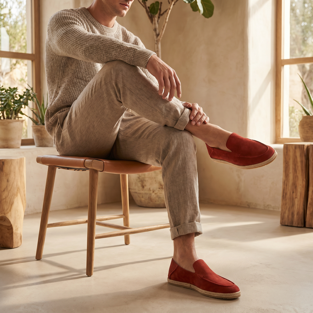 Men's Suede Espadrille Loafers – Smart Casual Slip-On Style