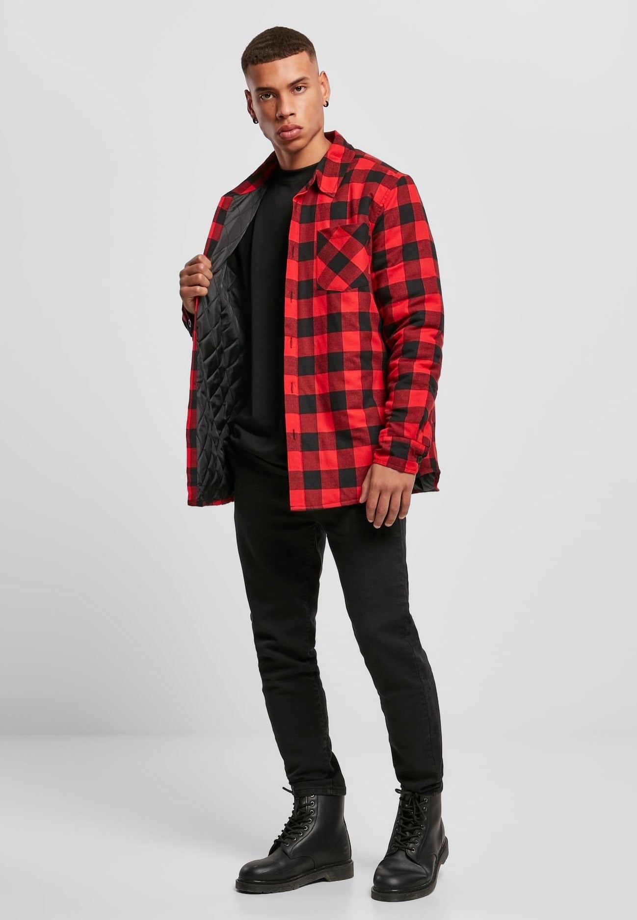 Men's Checked Overshirt - Relaxed Long-Sleeve Shirt
