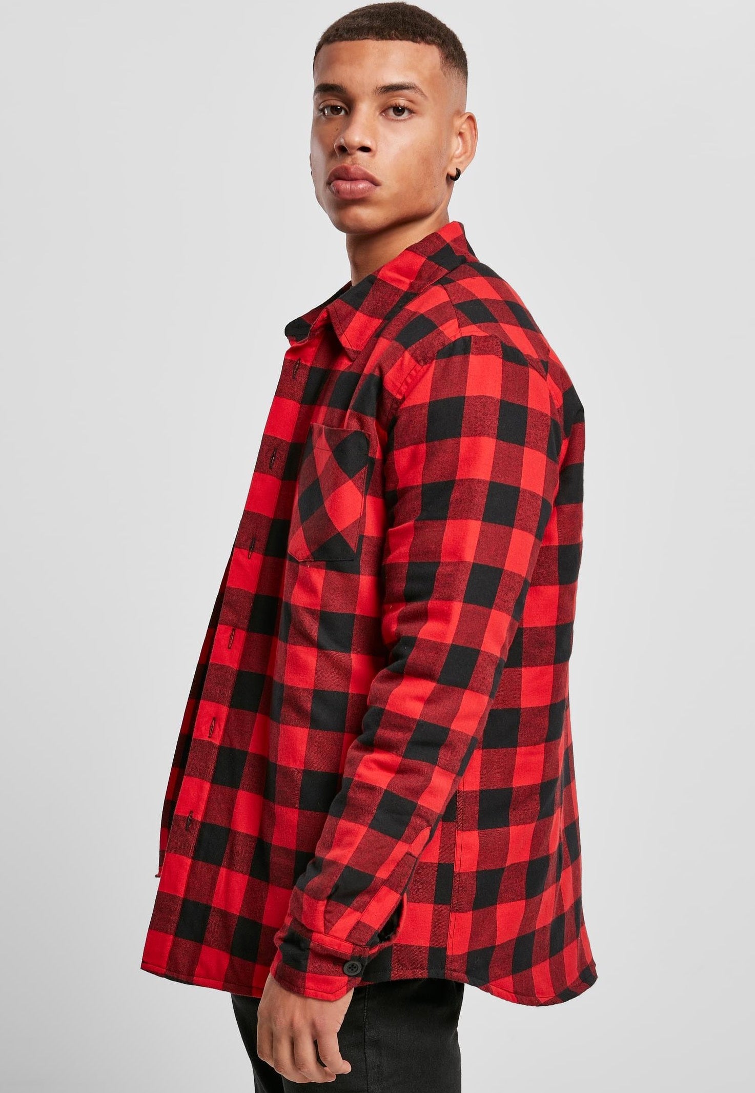 Men's Checked Overshirt - Relaxed Long-Sleeve Shirt