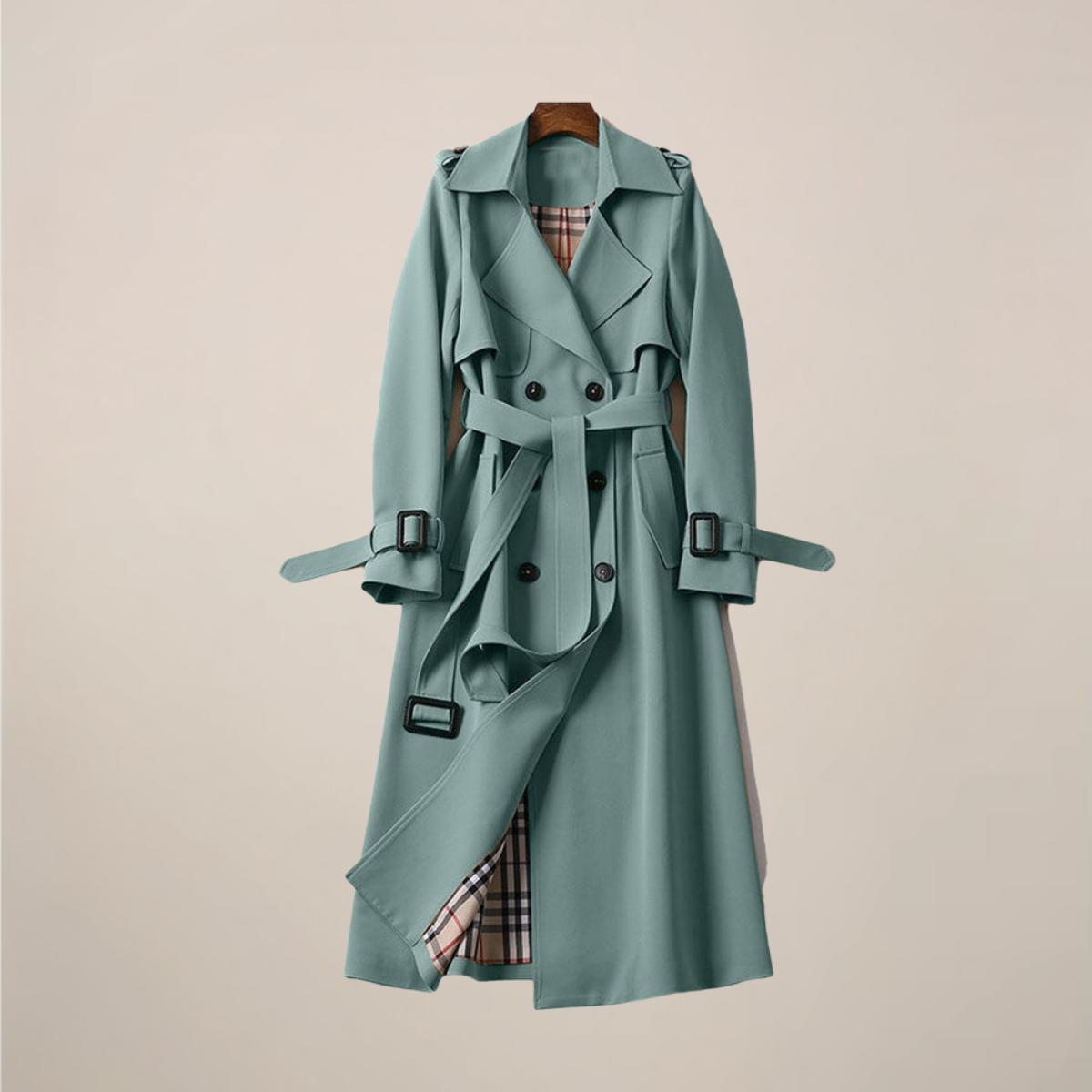 Women's Double-Breasted Belted Classic Trench Coat