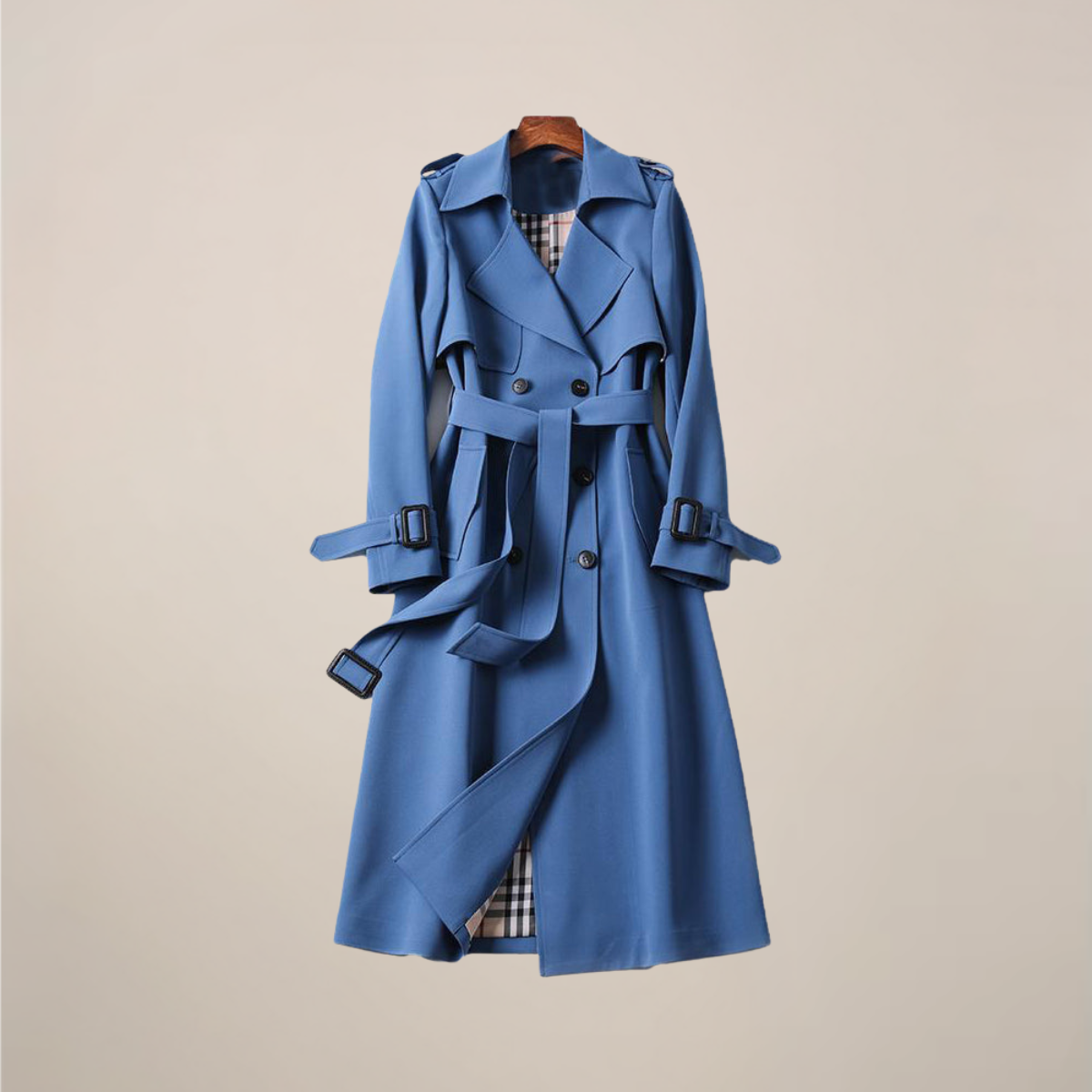 Women's Double-Breasted Belted Classic Trench Coat