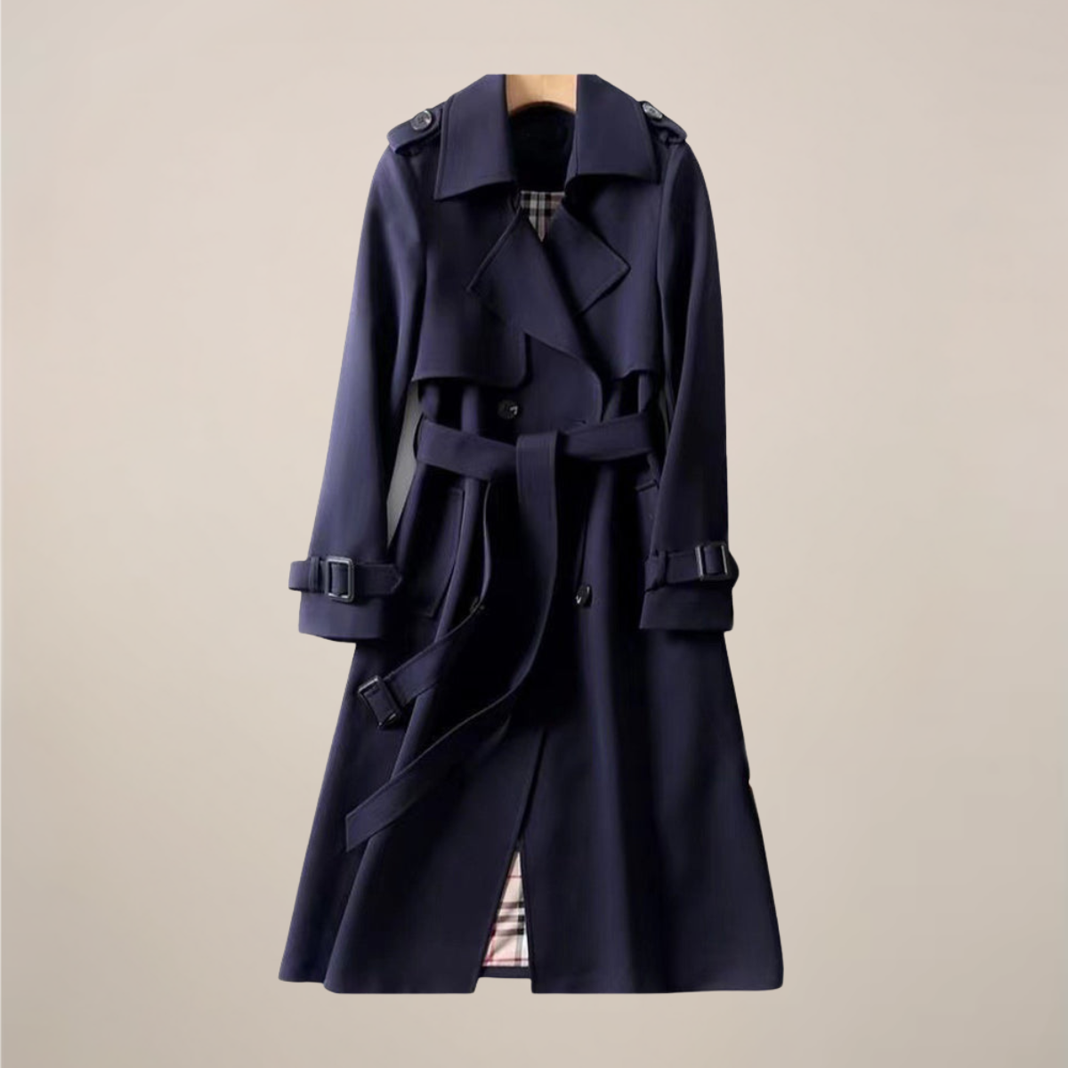 Women's Double-Breasted Belted Classic Trench Coat