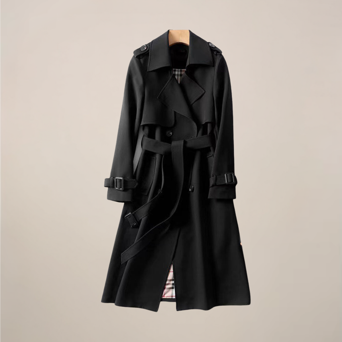 Women's Double-Breasted Belted Classic Trench Coat