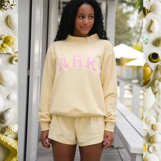 Women's Mock Neck Sweatshirt – Slogan Print Relaxed Fit