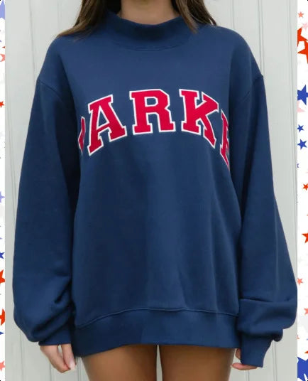 Women's Mock Neck Sweatshirt – Slogan Print Relaxed Fit
