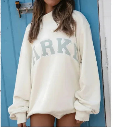 Women's Mock Neck Sweatshirt – Slogan Print Relaxed Fit