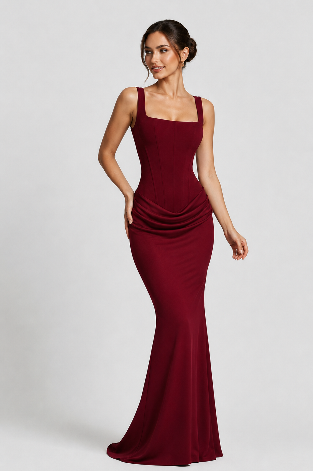 Women’s Elegant Corset Maxi Dress with Pleated Skirt for Formal Occasions